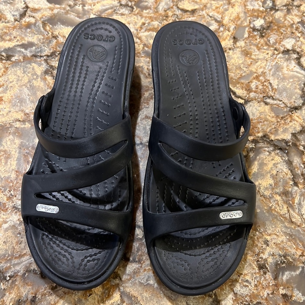 Crocs slip on wedge sandals size 9